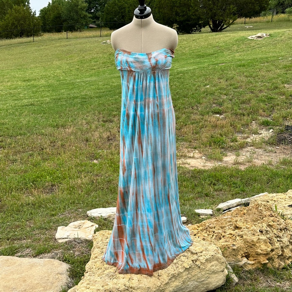 Strapless Maxi Tie Dye Dress